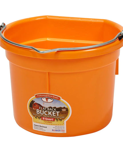 DuraFlex Plastic Flatback Bucket - 8 qt, Orange
