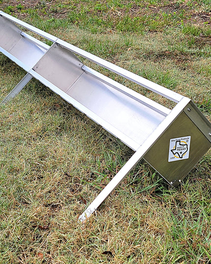 96 Inch 8 Ft Welded Aluminum Sheep & Goat V Trough Feeder with Anchors USA Made
