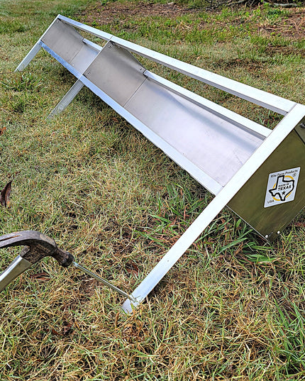 96 Inch 8 Ft Welded Aluminum Sheep & Goat V Trough Feeder with Anchors USA Made