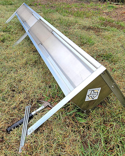 96 Inch 8 Ft Welded Aluminum Sheep & Goat V Trough Feeder with Anchors USA Made