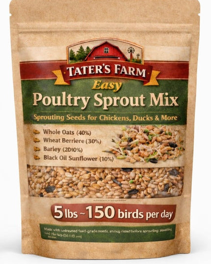 Sprouting Seed Mix for Poultry Fodder, Natural Protein Boost, Fresh Greens Anytime, Better Egg Quality, Improve Feathers, Great Winter Treat and Entertainment