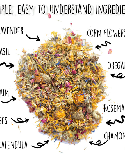 Best Eggs Ever! Nesting Herbs (Chamomile, Roses, Lavender, Cornflowers, & Calendula) For Pet Chickens
