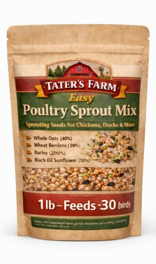 Sprouting Seed Mix for Poultry Fodder, Natural Protein Boost, Fresh Greens Anytime, Better Egg Quality, Improve Feathers, Great Winter Treat and Entertainment