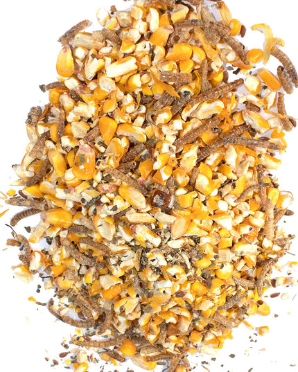 Poultry Queen Mealworm, Premium Corn, Flax Seeds, & Herb Treat For Pet Chickens