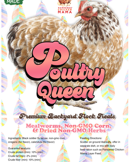 Poultry Queen Mealworm, Premium Corn, Flax Seeds, & Herb Treat For Pet Chickens