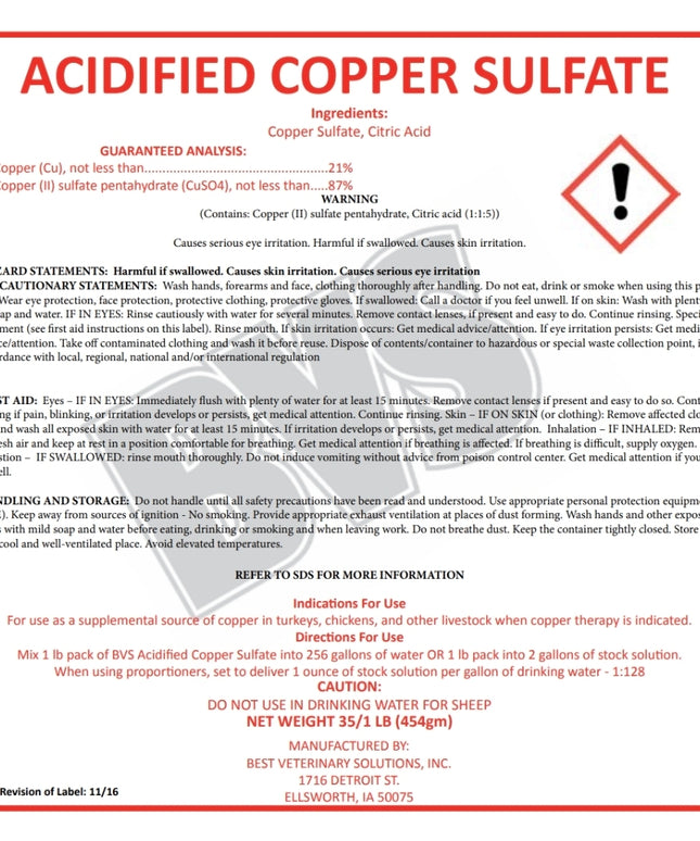 Acidified Copper Sulfate