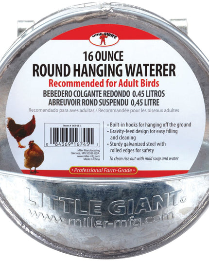Round Hanging Chicken Waterer, 16 oz