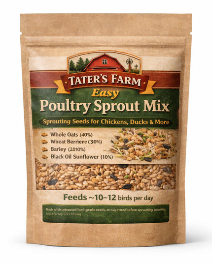 Sprouting Seed Mix for Poultry Fodder, Natural Protein Boost, Fresh Greens Anytime, Better Egg Quality, Improve Feathers, Great Winter Treat and Entertainment